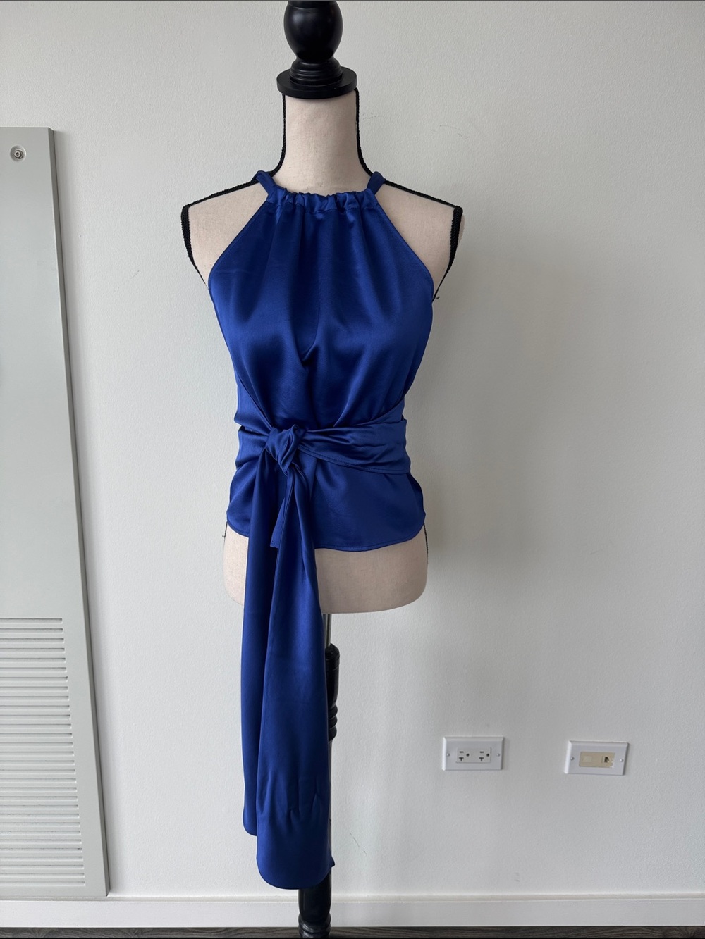 Trina Turk Satin Halter Tie-Waist Top